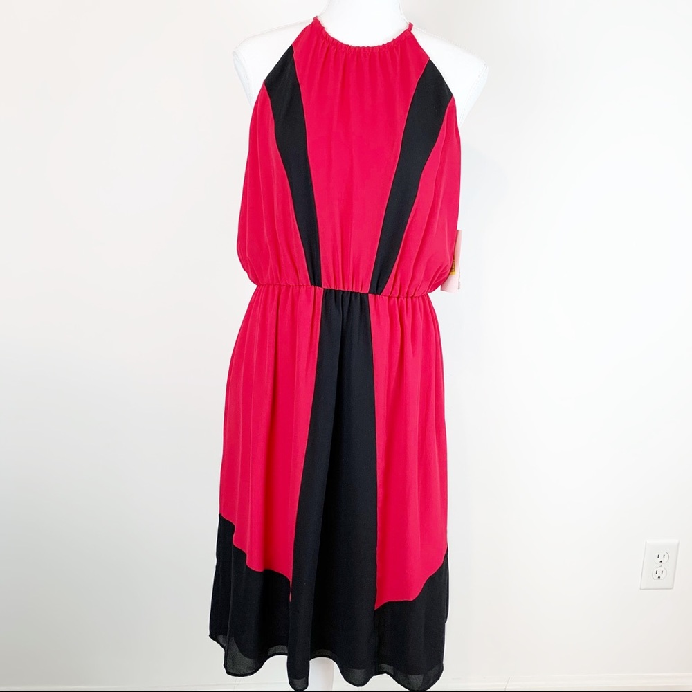 Gibson Latimer halter neck‎ color block dress